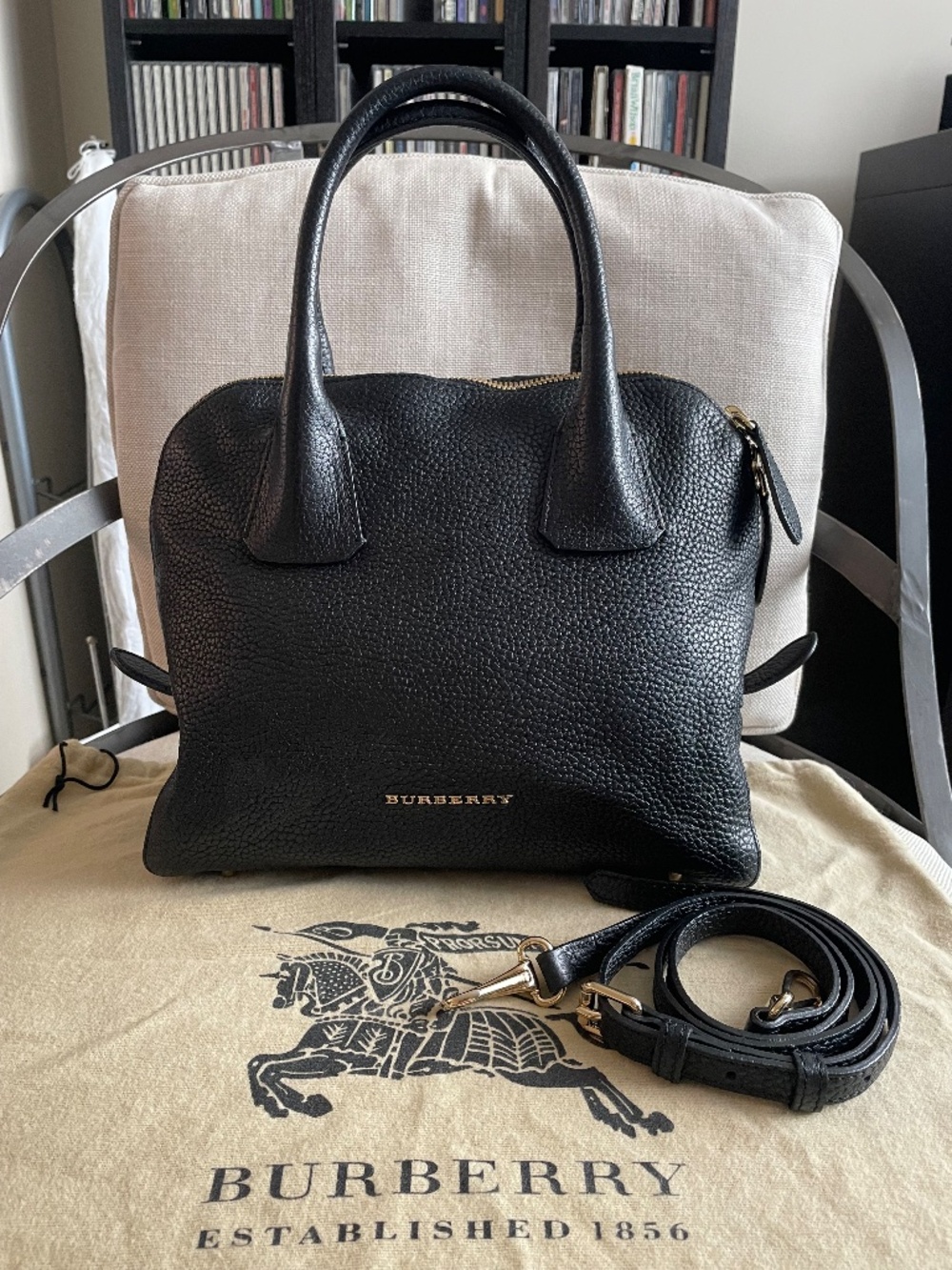 Burberry Vintage Black Soft Grained Leather Orchard Bag w/ Dust Bag